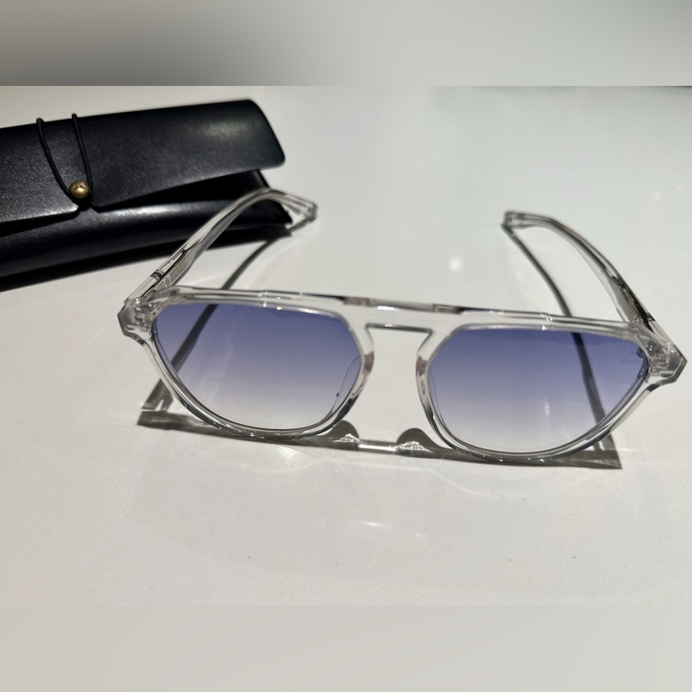 Len Killer Clear Frame Sunglasses with Blue Lenses